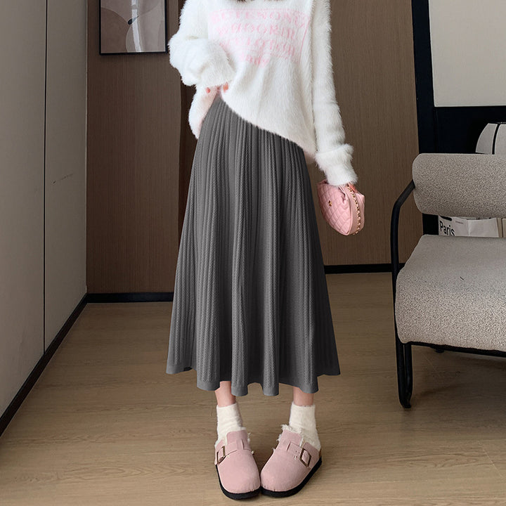 Damen Eleganter Plissee-Midirock mit hohem Bund Drune