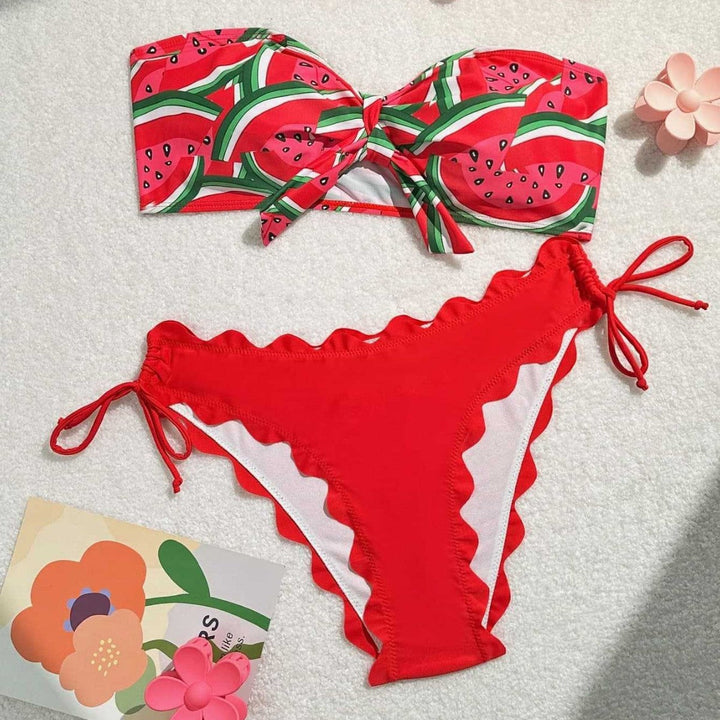 Damen Bandeau-Bikini mit verspieltem Knotendesign Drune