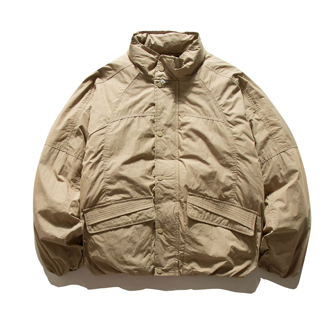 Herren Boxy wattierte Feldjacke mit hohem Stehkragen und Cargo‑Taschen Drune