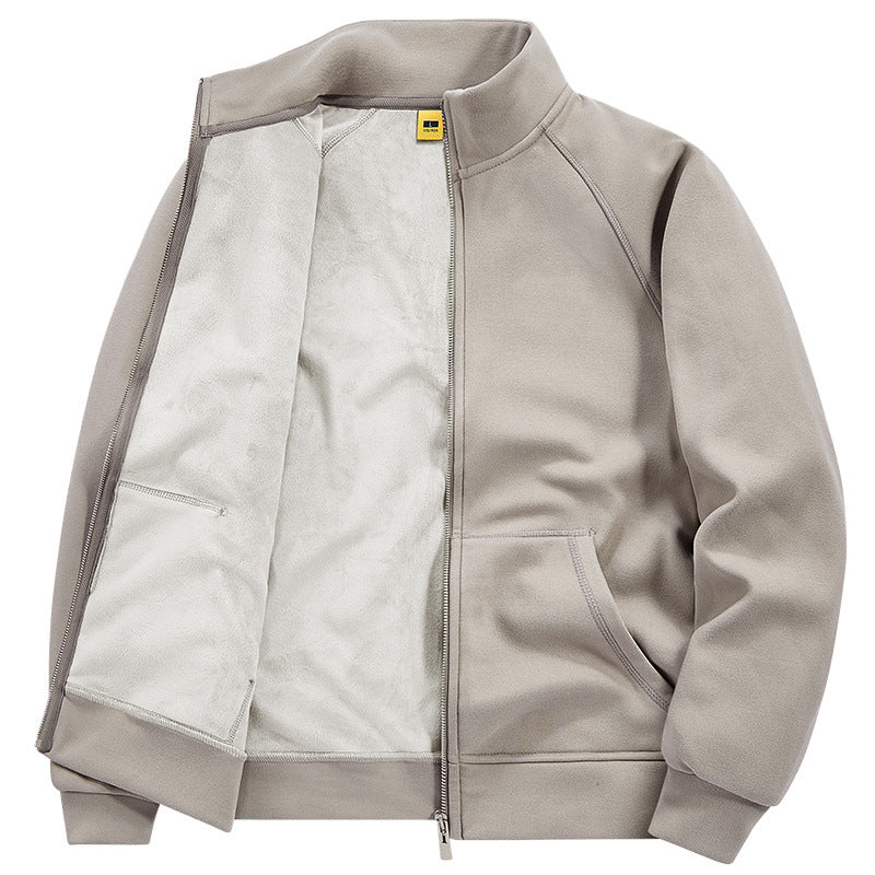 Herren Isolierte Plüschfutter-Sweatjacke mit Stehkragen und verdeckten Innentaschen Drune