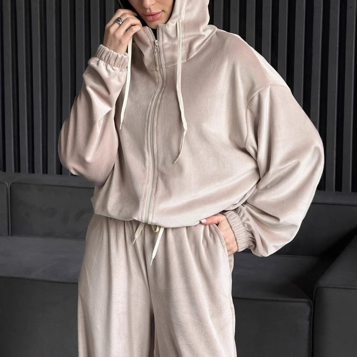 Damen Fleece-Sportanzug mit praktischen Taschen und lässigem Schnitt