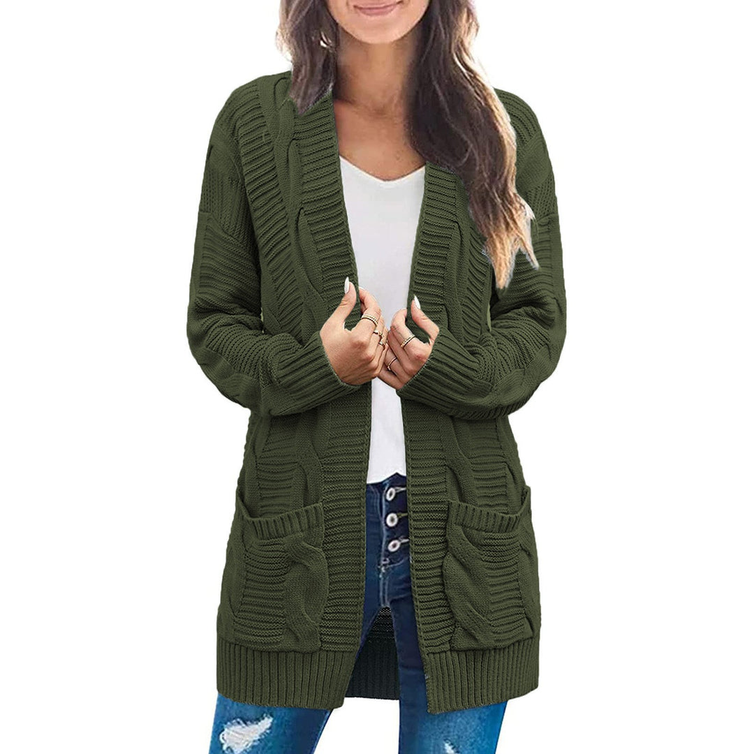 Damen Grobstrick Cardigan mit eleganten Zopfmuster und praktischen Taschen Drune