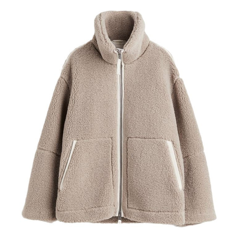 Damen Teddy-Fleecejacke mit Stehkragen Drune