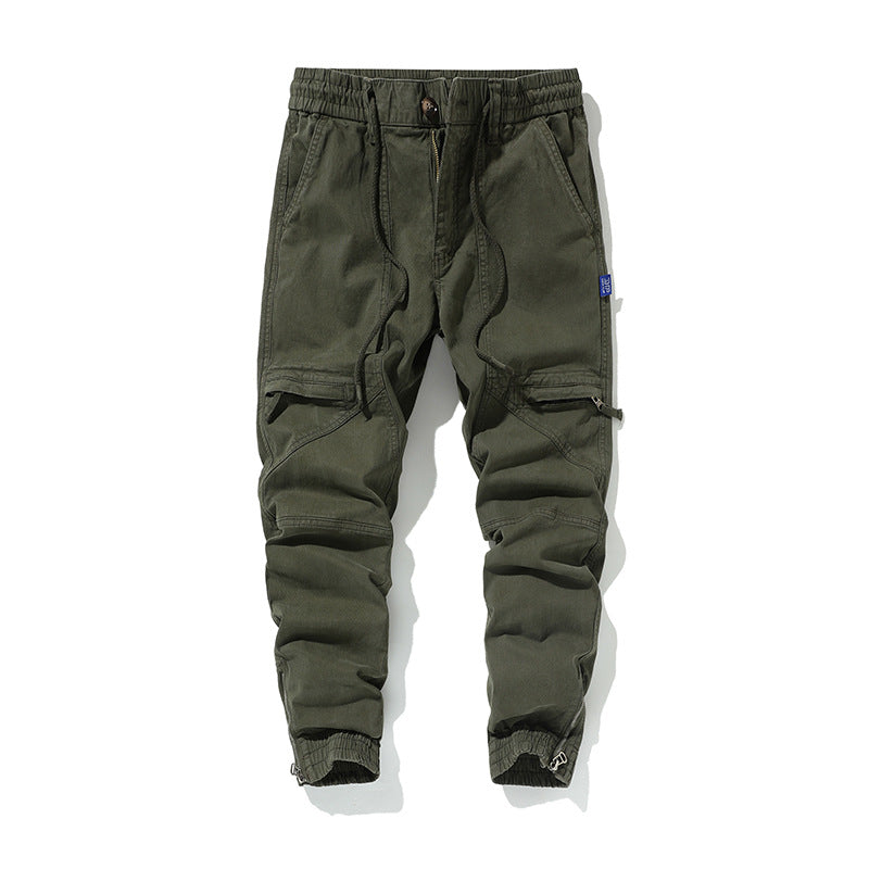 Herren Funktionale Cargo-Joggerhose mit Knieabnähern, Reißverschluss-Knöchel und Elastikbund Drune