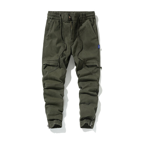 Herren Funktionale Cargo-Joggerhose mit Knieabnähern, Reißverschluss-Knöchel und Elastikbund Drune