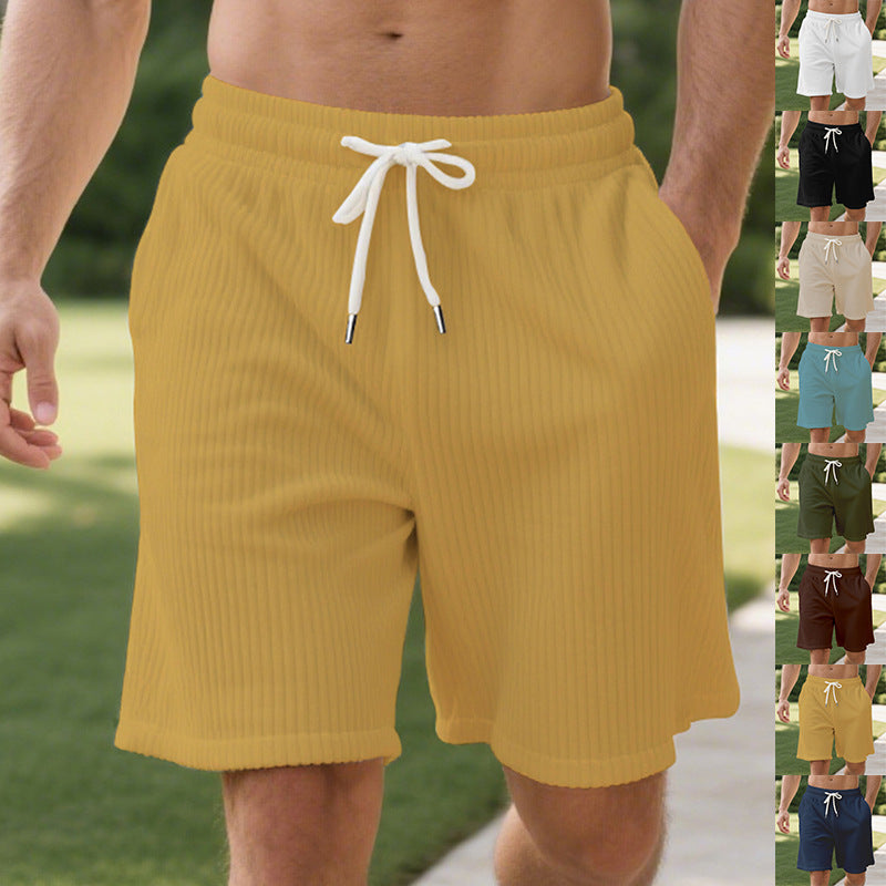 Herren nan gerippte Jersey-Shorts mit elastischem Bund, dekorativem Kordelzug und seitlichen Eingrifftaschen Drune