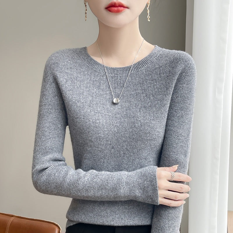 Damen Taillierter Rundhals-Pullover aus fein gerippter Kaschmir‑Optik Drune