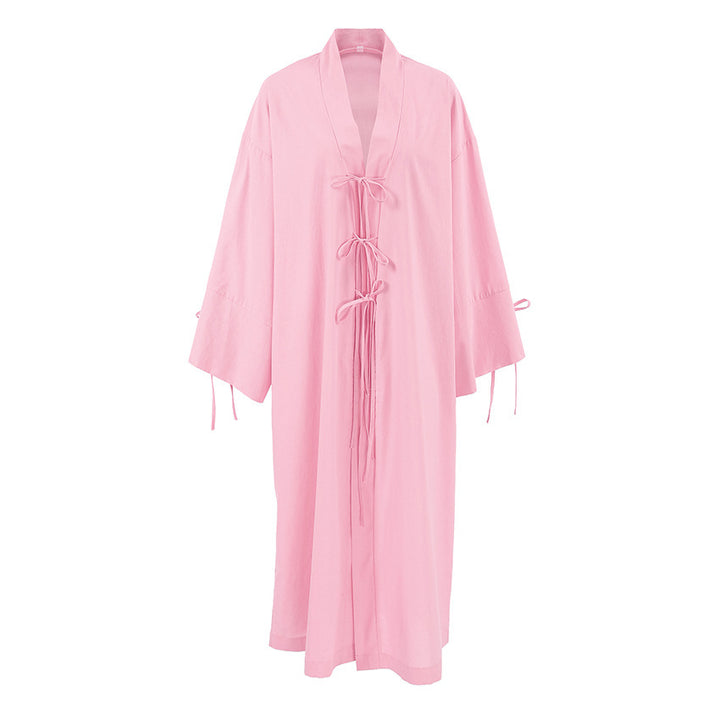 Damen Kimono-Style Morgenmantel mit verspieltem Rüschendetail Drune
