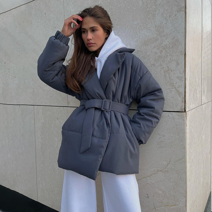 Damen Elegante und warme Wattierte Jacke mit Taillengürtel Drune