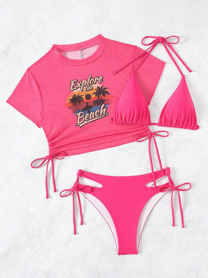 Damen Set mit Crop-Top und Triangel-Bikini Drune