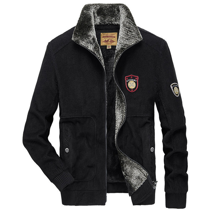 Herren Cordjacke mit wärmender Teddy-Innenfütterung und Badge-Details Drune