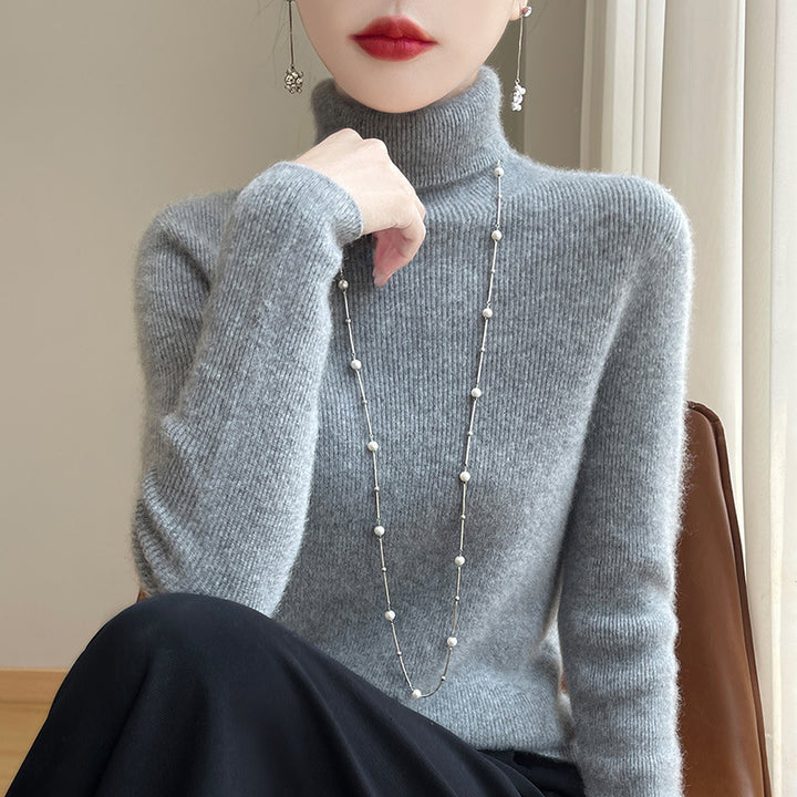 Damen Schmal geschnittener Feinstrick-Rollkragenpullover mit extrafeinem Flauschfinish Drune