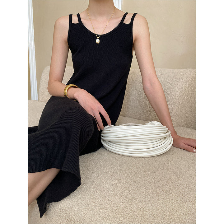Damen lässiges Midikleid mit schicken Trägerdetails und weichem Material Drune
