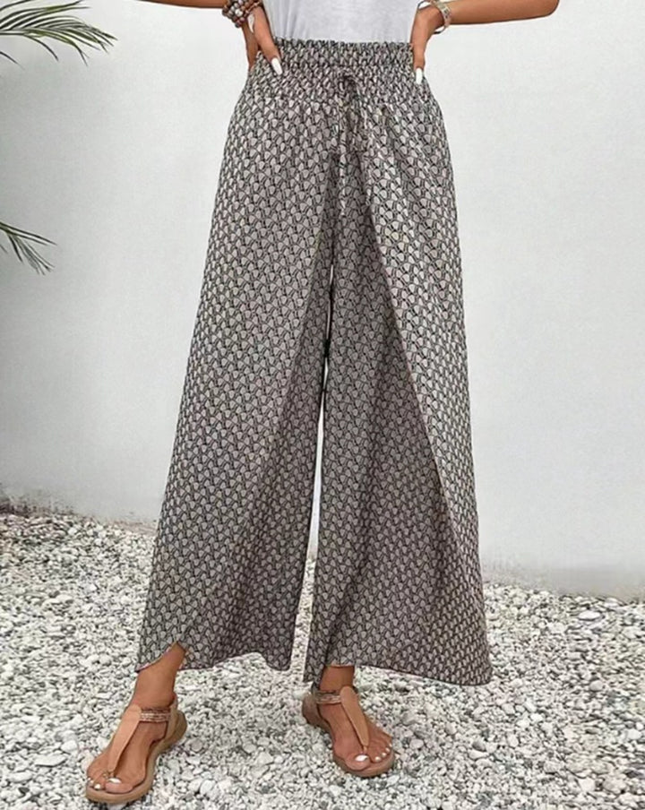 Damen Weite Palazzo-Hose mit bindbarem Bund Drune