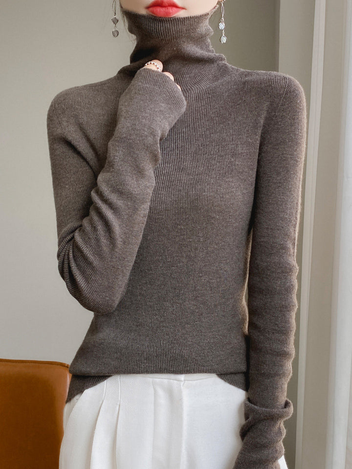 Damen Schmaler Rollkragen-Feinstrickpullover mit elastischer Rippenstruktur und minimalistischer Silhouette Drune