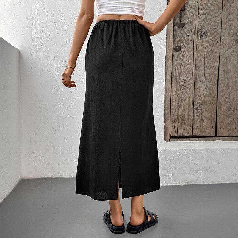 Damen Eleganter Maxirock mit verstellbarem Taillenzug Drune