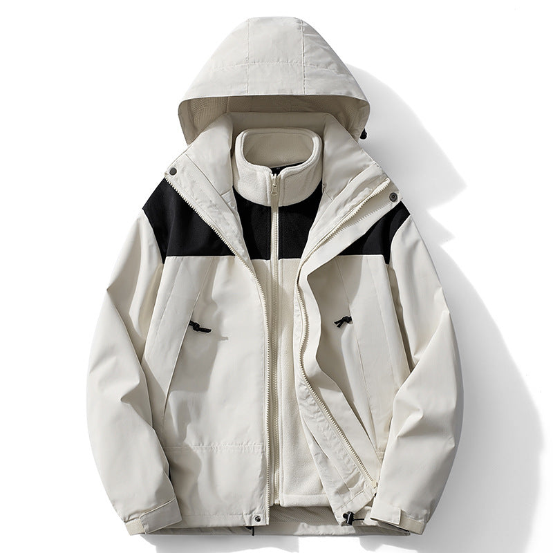 Herren zweilagige wasserdichte Outdoorjacke mit herausnehmbarer Fleece‑Innenjacke Drune