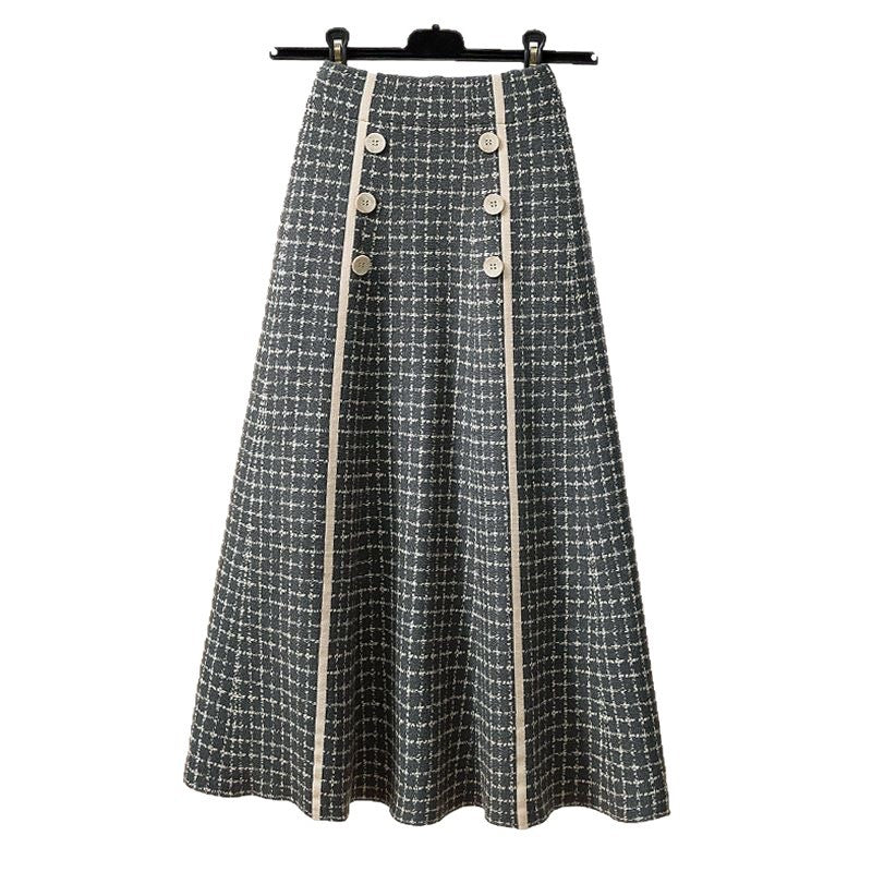 Damen Eleganter und fließender Maxirock mit Knopfdetails Drune