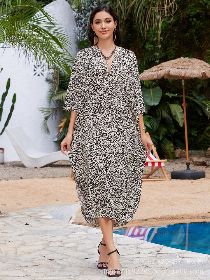 Damen Polo-Kleid im trendigen Leopardenmuster Drune