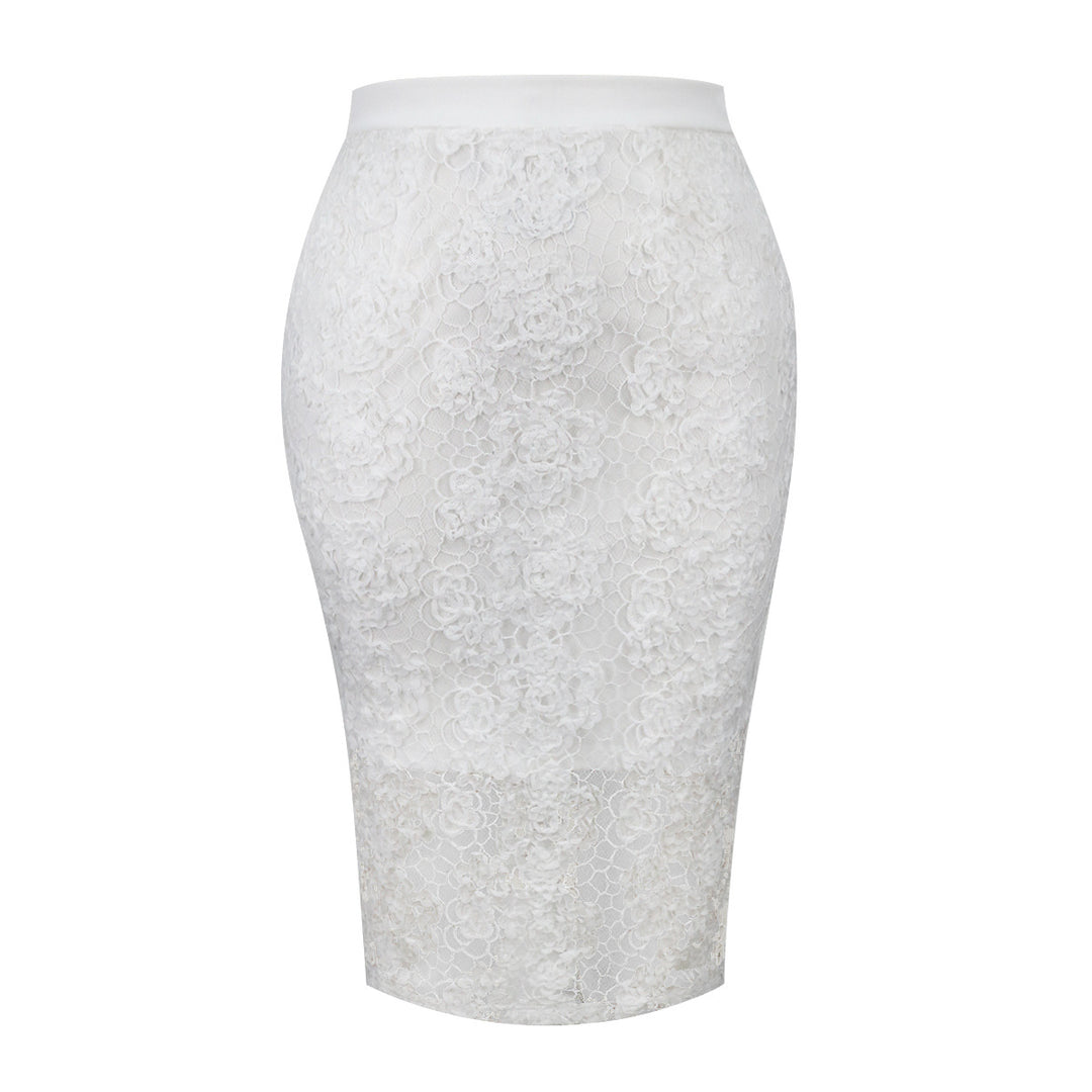 Damen Eleganter Spitzenrock mit floralen Details Drune