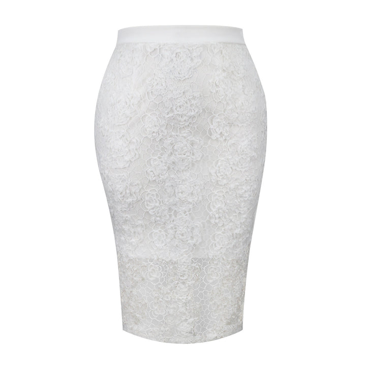 Damen Eleganter Spitzenrock mit floralen Details Drune