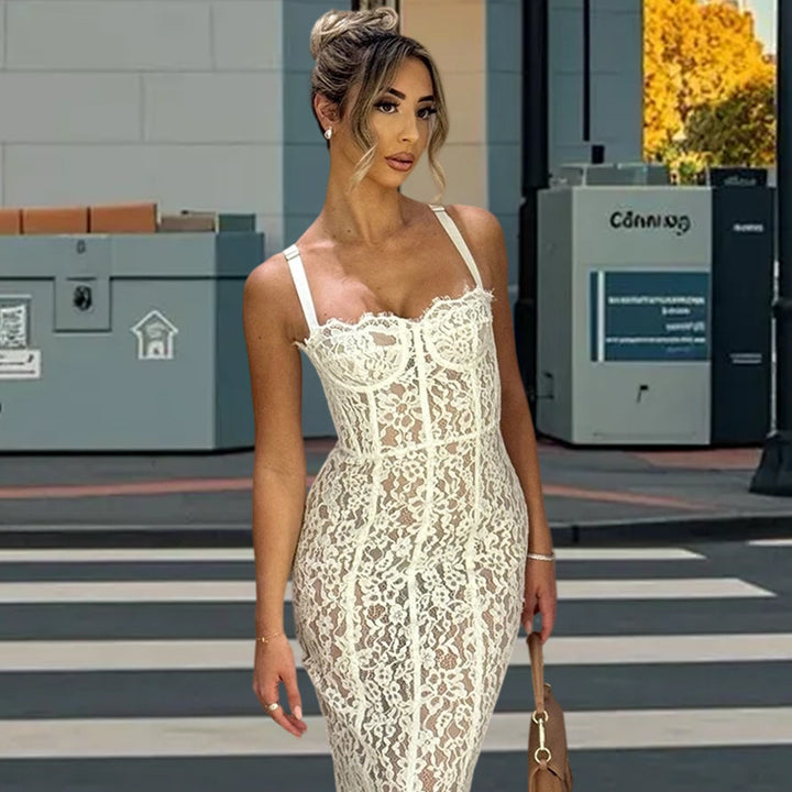 Damen Spitzen-Maxikleid mit verführerischem Design Drune