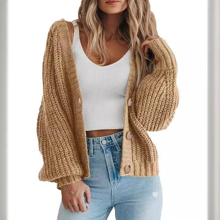 Damen Grobstrick-Cardigan mit Knopfdetails und weitem Schnitt Drune