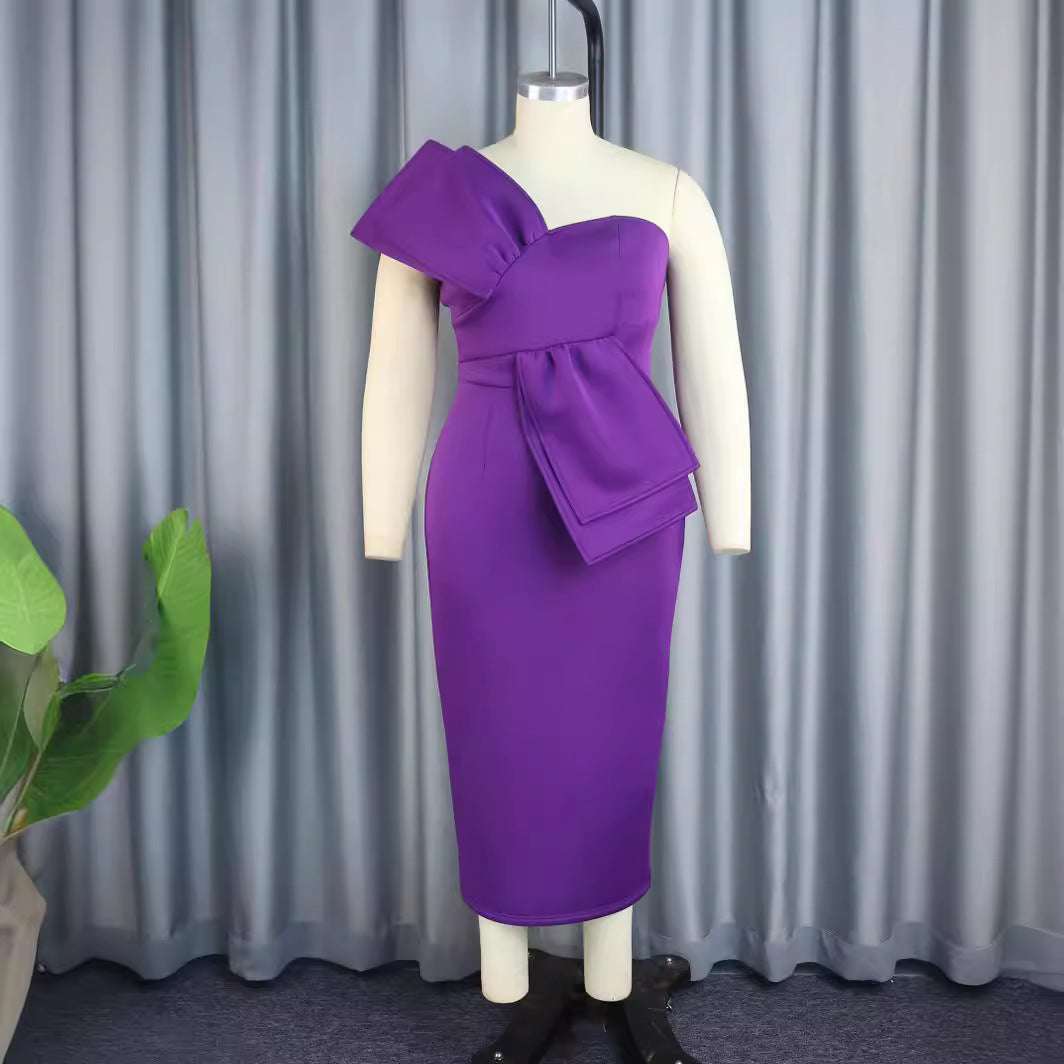 Damen Etuikleid mit asymmetrischem Design und voluminösem Schleifendetail Drune