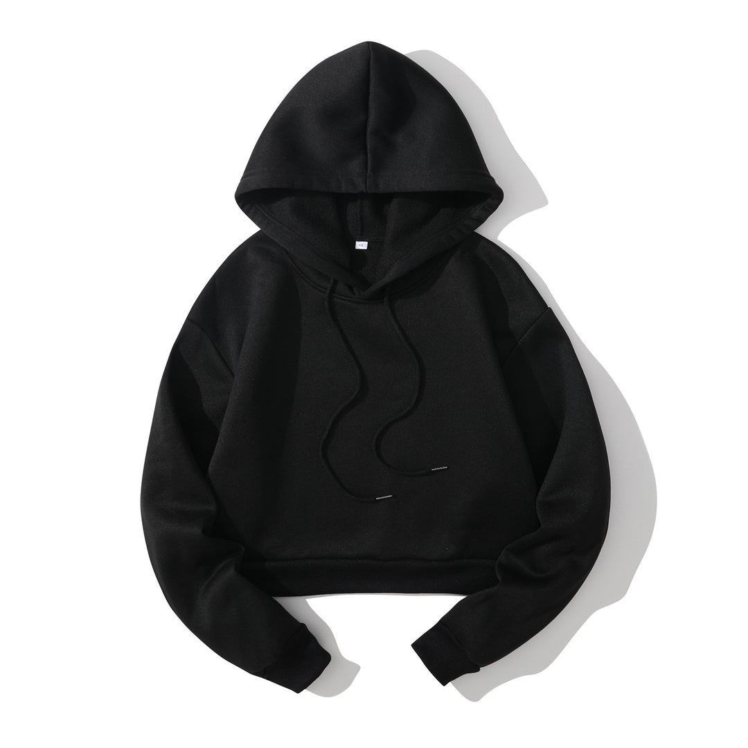 Damen nan cropped Kapuzenpullover mit weichem Fleece‑Innenfutter und elastischem Rippbund Drune