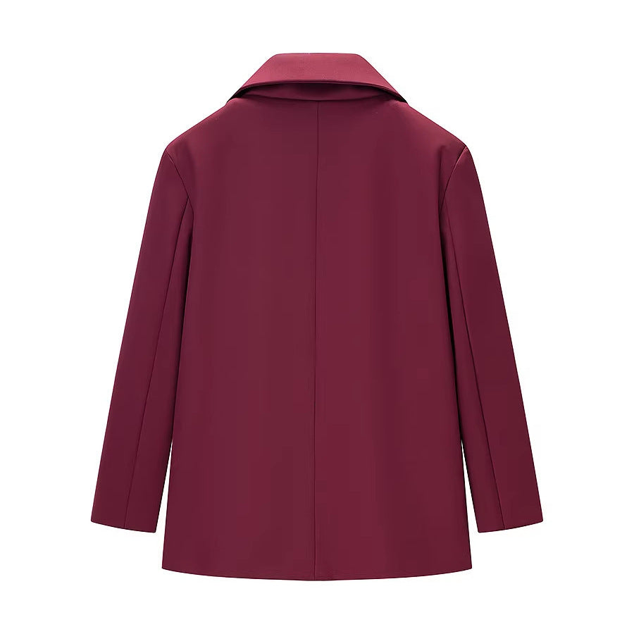 Damen Legerer Ein-Knopf-Blazer mit Reverskragen, Pattentaschen und Satinfutter Drune