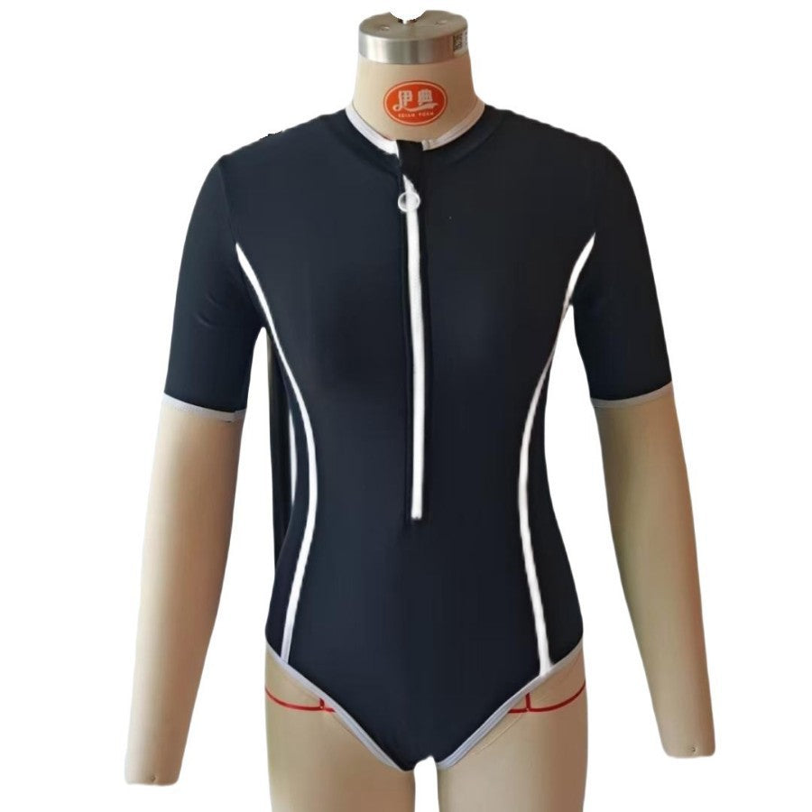 Damen Sportlicher Langarm Badeanzug Drune