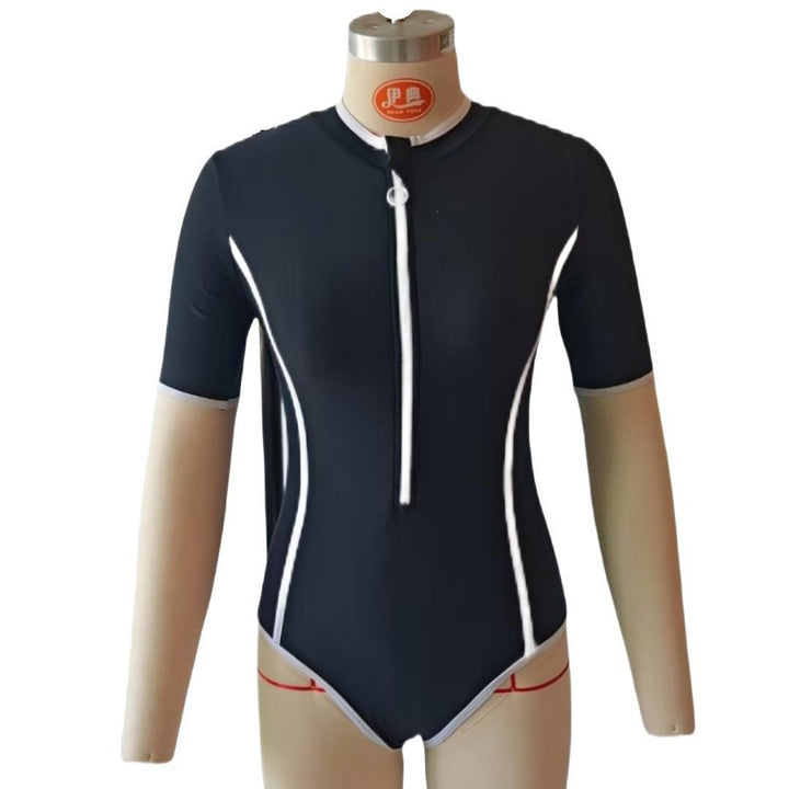 Damen Sportlicher Langarm Badeanzug Drune
