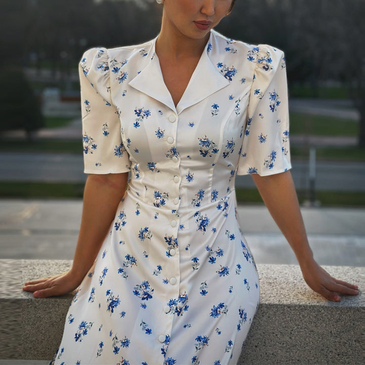 Damen Maxikleid mit puffärmeligem Schnitt Drune