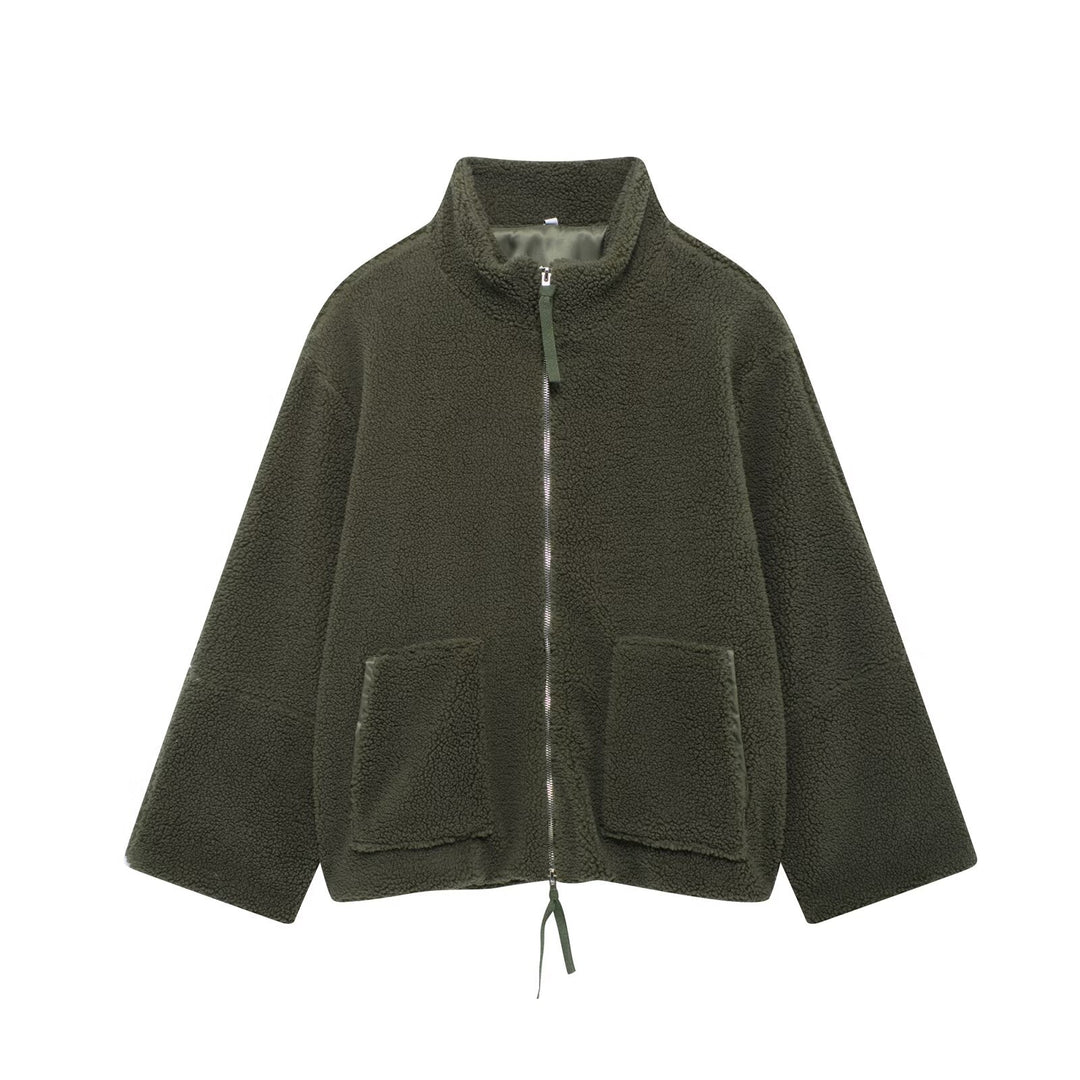 Damen Fleecejacke mit hohem Kragen und praktischen Taschen Drune