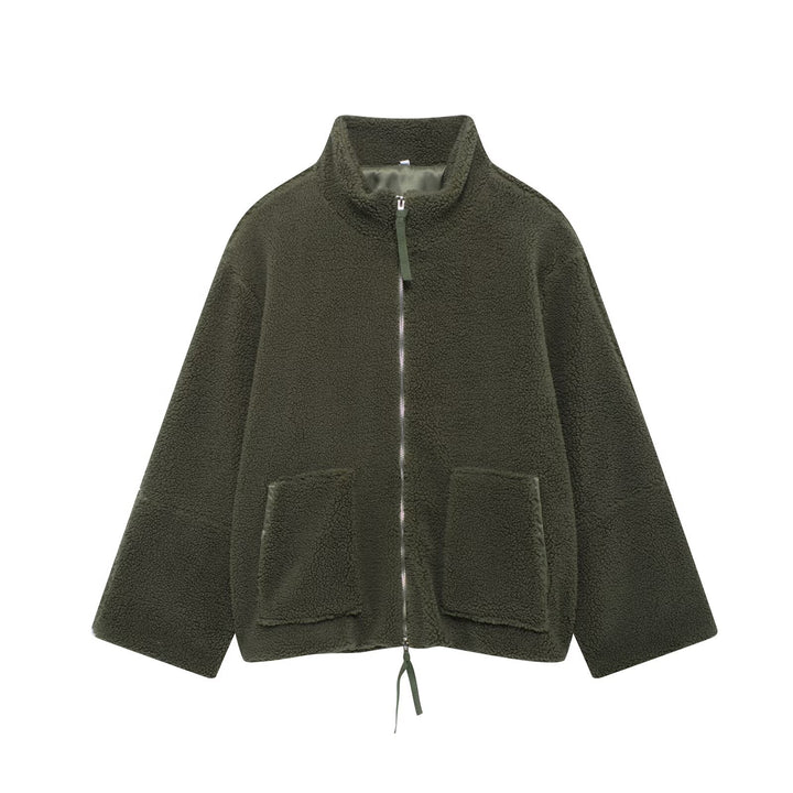 Damen Fleecejacke mit hohem Kragen und praktischen Taschen Drune
