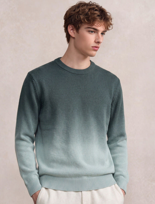 Herren Feinstrick-Pullover mit Dip-Dye-Effekt und Rundhalsausschnitt Drune