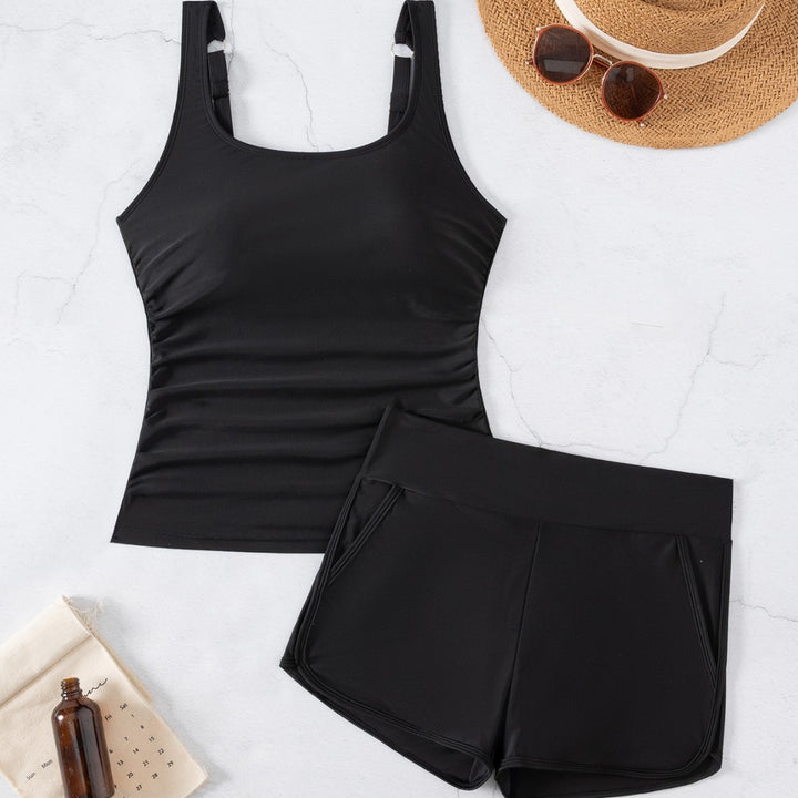 Damen Tankini-Set mit figurbetontem Oberteil und praktischen Shorts Drune