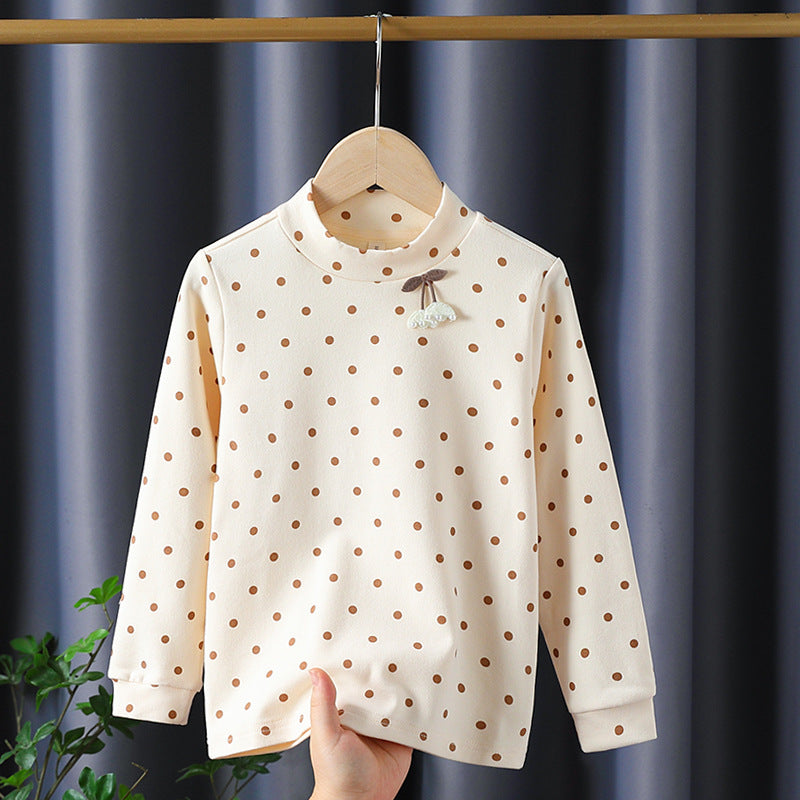Mädchen Langarmshirt mit niedlichen Punkten und charmantem Applikationsdetail Drune