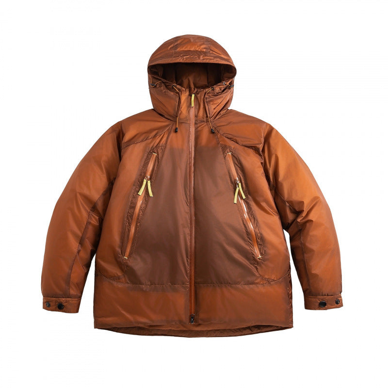 Unisex Oversize wattierte Kapuzenjacke mit schrägen Reißverschlusstaschen und verstellbarem Saum Drune
