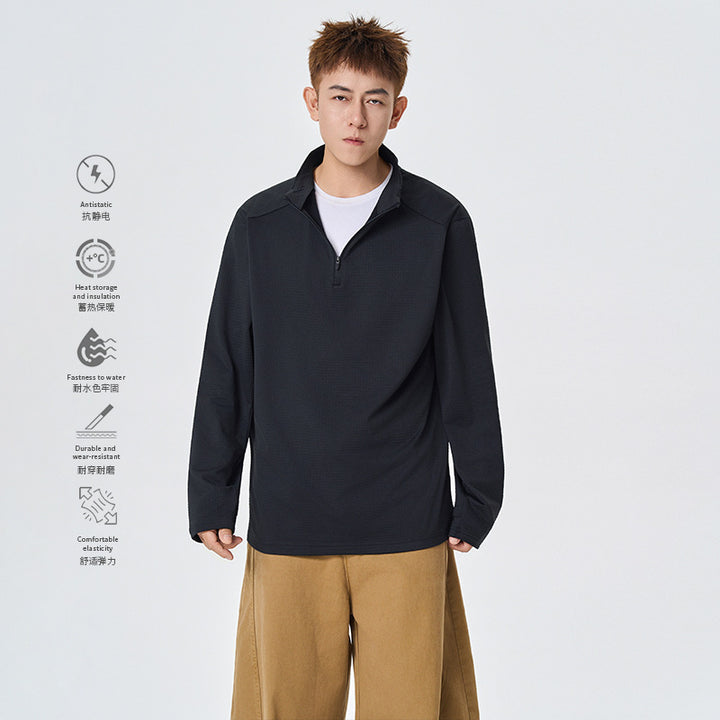Herren Atmungsaktives Halfzip-Funktionsshirt mit Stehkragen, Waffelstruktur und schnelltrocknender Mikrofaser Drune