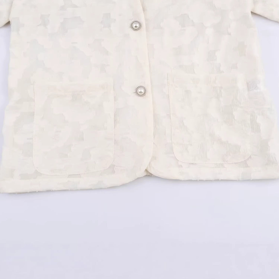 Damen Jacquard-Blazer mit floralem Relief und zierknopfbesatz Drune