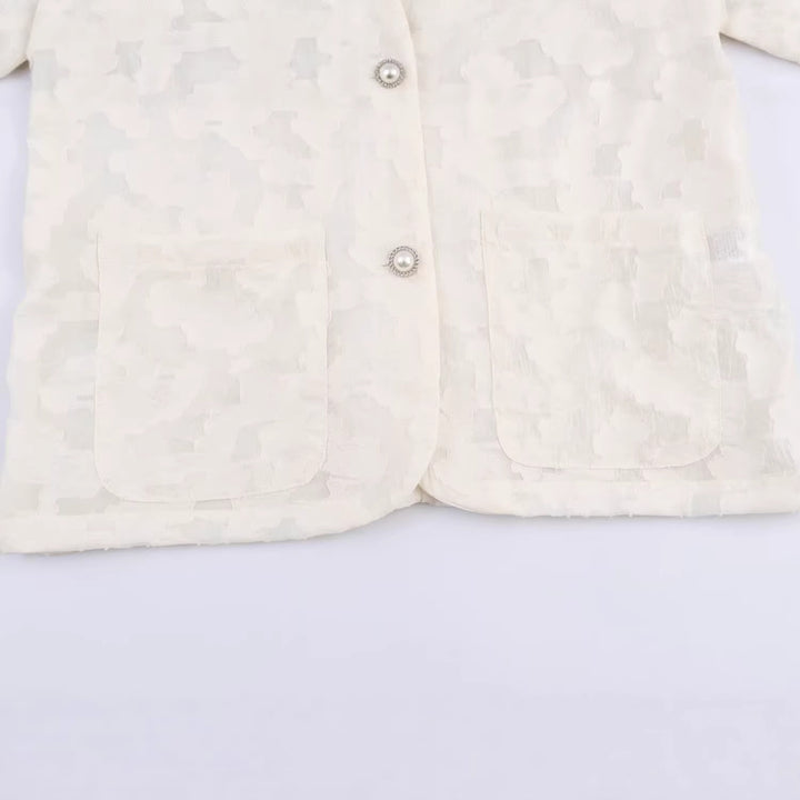 Damen Jacquard-Blazer mit floralem Relief und zierknopfbesatz Drune