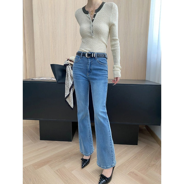 Damen Figurbetonte Jeans mit hohem Bund und leicht ausgestelltem Bein Drune