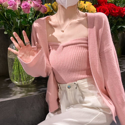Damen Strickjacke mit offenem Design und weiten Ärmeln Drune