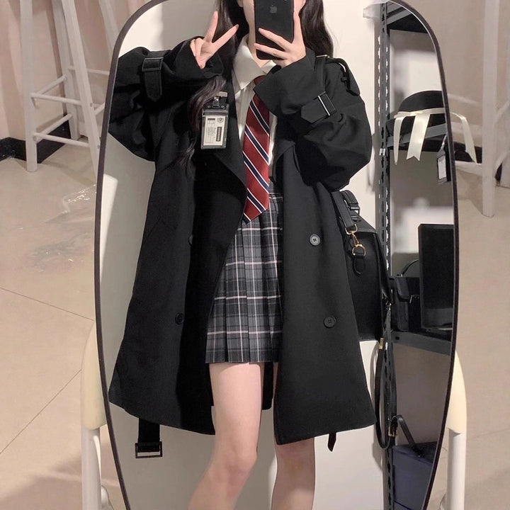 Damen Modischer Trenchcoat mit oversized Schnitt Drune