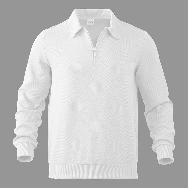 Herren Feinstruktur-Halbzip-Pullover im Poloshirt-Stil Drune