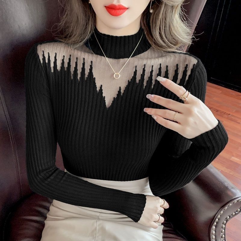 Damen eleganter Pullover mit transparenten Akzenten Drune