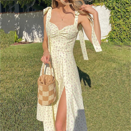 Damen Maxikleid mit tiefem Schlitz und gerafftem Oberteil Drune