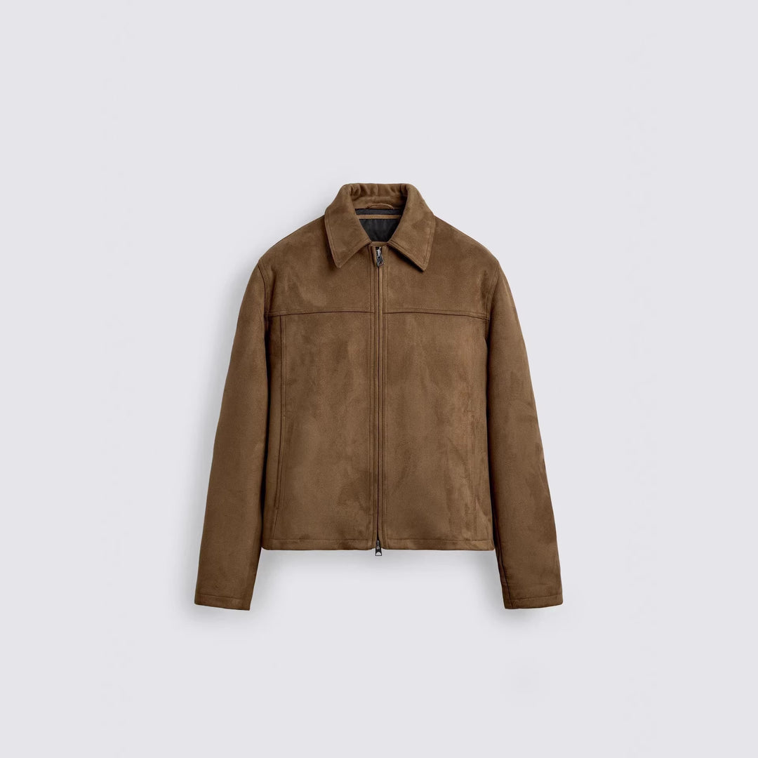 Herren Wildlederjacke mit Reißverschluss und Hemdkragen Drune