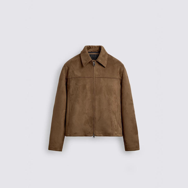Herren Wildlederjacke mit Reißverschluss und Hemdkragen Drune
